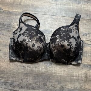 Cacique Lace Balconette Sexy Support Life Underwire Elegant Black Lace Bra 40DDD